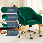 Velvet Tufted Swivel Vanity Chair with Adjustable Height and Gold Base