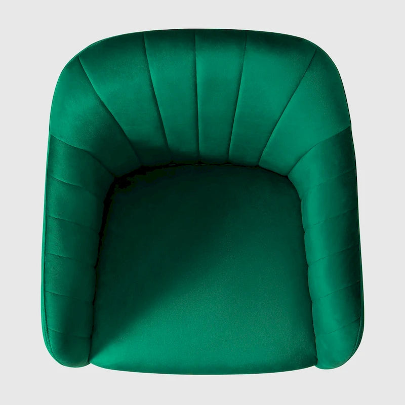 Velvet Tufted Swivel Vanity Chair with Adjustable Height and Gold Base