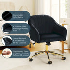 Velvet Tufted Swivel Vanity Chair with Adjustable Height and Gold Base