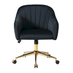 Velvet Tufted Swivel Vanity Chair with Adjustable Height and Gold Base