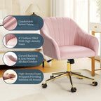 Velvet Tufted Swivel Vanity Chair with Adjustable Height and Gold Base