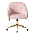 Velvet Tufted Swivel Vanity Chair with Adjustable Height and Gold Base