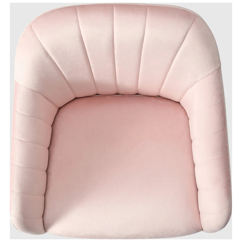 Velvet Tufted Swivel Vanity Chair with Adjustable Height and Gold Base