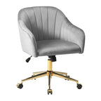Velvet Tufted Swivel Vanity Chair with Adjustable Height and Gold Base